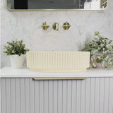 Stadio Groove 480mm Fluted Oval Artificial Stone Above-Counter Basin, Matte Baby Beige