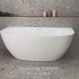Byron Egg 1500mm Back to Wall Freestanding Bath, Gloss White