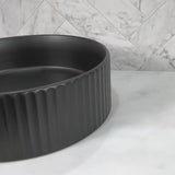 Kahm Fluted 360mm Above-Counter Basin, Matte Black *Clearance Stock*