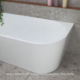 Avalon 1600mm Left Corner Freestanding Bath, Gloss White
