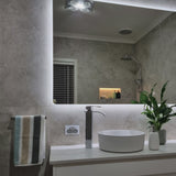 Retti Rectangular 1200mm x 900mm Frontlit and Backlit LED Frameless Mirror with Frosted Glass Border and Demister