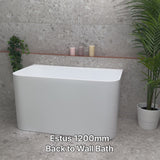 Estus 1200mm Back to Wall Japanese Soaking Bathtub with Seat, Matte White