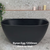 Byron Egg 1200mm Back to Wall Freestanding Bath, Matte Black