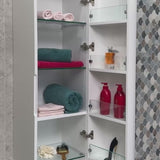 *Clearance* Tura Smooth 390mm Curved Wall Hung Tallboy Cabinet, Matte White