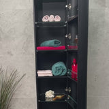 *Clearance* Tura Groove 390mm Curved Wall Hung Tallboy Cabinet, Matte Black