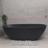 Byron Egg 1600mm Oval Freestanding Bath, Matte Black