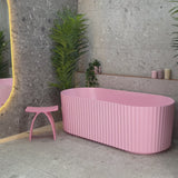 Agora Groove 1700mm Fluted Oval Freestanding Bath, Matte Pink - SPECIAL EDITION