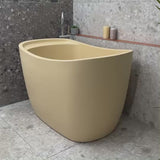 Ofuro 1200mm Extra Height Japanese Soaking Freestanding Bath with Seat, Matte Vanilla Beige - SPECIAL EDITION