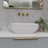 Byron Egg 500mm x 340mm Artificial Stone Above-Counter Basin, Gloss White *Clearance Stock*