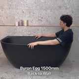 Byron Egg 1500mm Back to Wall Freestanding Bath, Matte Black