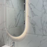Pill Oval 500mm x 1000mm Backlit LED Framed Mirror with Demister, Matte White Frame