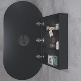 Pill Oval 600mm x 1200mm Mirrored Shaving Cabinet, Matte Black