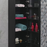 *Clearance* Tura Groove 390mm Curved Wall Hung Tallboy Cabinet, Matte Black