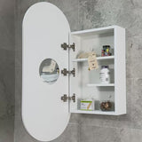Pill Oval 400mm x 900mm Mirrored Shaving Cabinet, Matte White