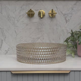 Kahm Mediterranean 360mm Above-Counter Glass Basin, Champagne Glass