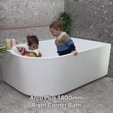 Arco Plus 1400mm Right Corner Bath, Matte White