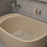 Ofuro 1200mm Extra Height Japanese Soaking Freestanding Bath with Seat, Matte Vanilla Beige - SPECIAL EDITION