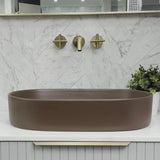 Pill Oval 600mm x 380mm Above-Counter Basin, Matte Mocha