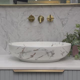 Ellipse 520mm x 395mm Above-Counter Basin, Fired Matte Calacatta