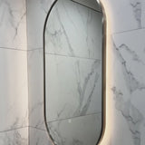 Pill Oval 500mm x 1000mm Backlit LED Framed Mirror with Demister, Brushed Nickel Frame