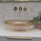 Capara 510mm X 350mm Above-Counter Glass Basin, Deep Amber Glass