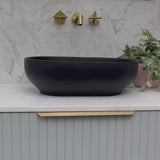 Byron Egg 500mm x 340mm Artificial Stone Above-Counter Basin, Matte Black *Clearance Stock*