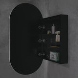 Pill Oval 600mm x 1200mm Frontlit LED Mirrored Shaving Cabinet, Matte Black