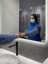*Clearance* Retti Rectangular 450mm x 1200mm Frontlit and Backlit LED Frameless Mirror with Frosted Glass Border and Demister