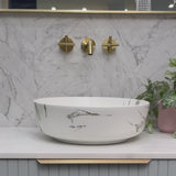 Dove 415mm Above-Counter Basin, Fired Matte Calacatta *Clearance Stock*