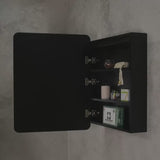 Retti Rectangular 600mm x 750mm Frontlit LED Mirrored Shaving Cabinet, Matte Black