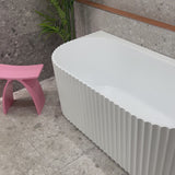 Agora Groove 1700mm Fluted Right Corner Freestanding Bath, Gloss White *Clearance Stock*