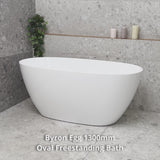 Byron Egg 1300mm Oval Freestanding Bath, Gloss White