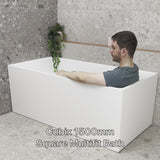 Cubix 1500mm Square Multifit Freestanding Bath, Gloss White