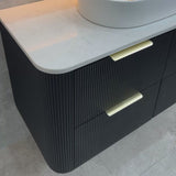 *Clearance* Tura Groove 1200mm Curved Wall Hung Vanity Cabinet, Matte Black