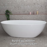 Byron Egg 1600mm Oval Freestanding Bath, Gloss White