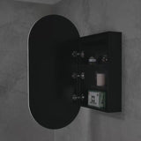 Pill Oval 500mm x 1000mm Frontlit LED Mirrored Shaving Cabinet, Matte Black
