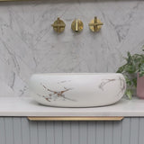 Disco Plus 415mm Above-Counter Basin, Fired Matte Calacatta