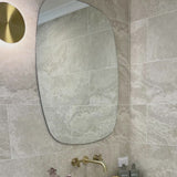 *Clearance* Riri Oblong 500mm x 900mm Frontlit LED Framed Mirror with Demister, Brushed Brass (Gold) Frame