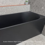 Avalon 1500mm Right Corner Freestanding Bath, Matte Black