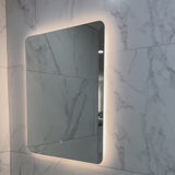Retti Rectangular 600mm x 750mm Backlit LED Frameless Mirror with Polished Edge, Rounded Corners and Demister