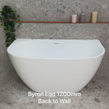 Byron Egg 1200mm Back to Wall Freestanding Bath, Matte White