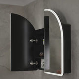 Arco Arch 800mm x 800mm Frontlit LED Mirrored Shaving Cabinet, Matte Black