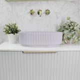 Stadio Groove 480mm Fluted Oval Artificial Stone Above-Counter Basin, Matte Lilac