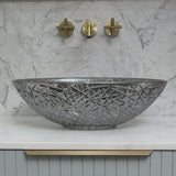 Ankara 510mm x 365mm Above-Counter Glass Basin, Smoke Glass
