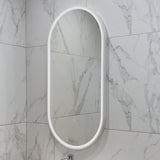 Pill Oval 500mm x 1000mm Frontlit LED Framed Mirror with Demister, Matte White Frame