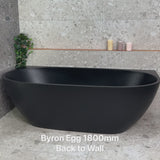 Byron Egg 1800mm Back to Wall Freestanding Bath, Matte Black