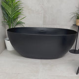 Byron Egg 1400mm Oval Artificial Stone Freestanding Bath, Matte Black