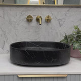 Pill Step 500mm x 370mm Above-Counter Basin, Fired Matte Nero Marquina