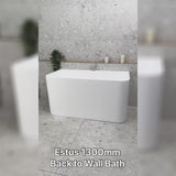 Estus 1300mm Back to Wall Japanese Soaking Bathtub with Seat, Gloss White