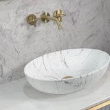 Ellipse 520mm x 395mm Above-Counter Basin, Matte Calacatta